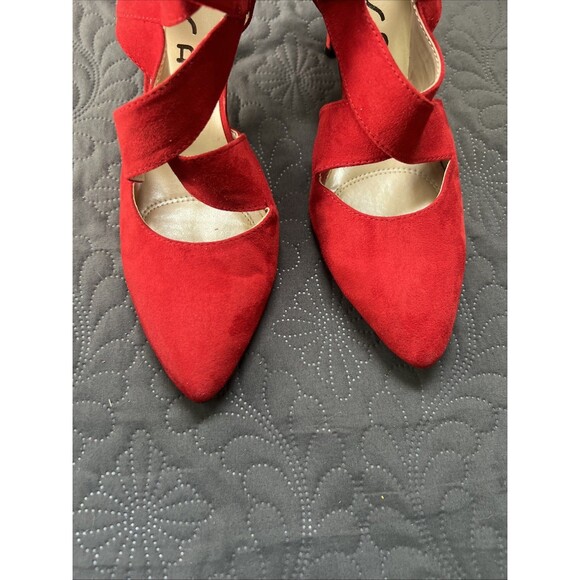 Unisa Unhanna Red Suede Crisscross Zip Back High Heel Pump SZ8.5M Glam Chic Cute - Picture 10 of 12